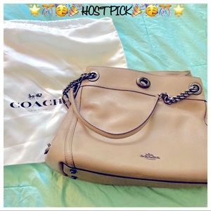🎉HP COACH Turnlock “Edie” Shoulder Bag Purse Pebble Leather & Duster Bag